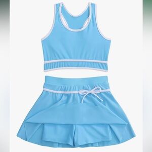 Girls Blue Athletic Tank and Skirt Set Size 160